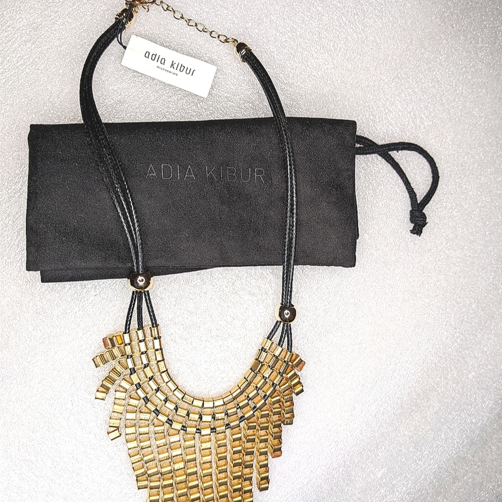 Deleting Soon 10/22! Adia Kibur Gold Link Bib Necklace with Tags Attached - Picture 4 of 8